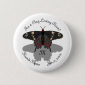 Crimson Rose Butterfly Shadow Monogram Button (Vorderseite)