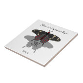 Crimson Rose Butterfly Shadow Monogram Fliese (Seite)