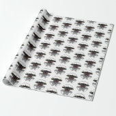 Crimson Rose Butterfly Shadow Monogram Geschenkpapier (Ungerollt)
