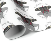 Crimson Rose Butterfly Shadow Monogram Geschenkpapier (Rolleneckpunkt)