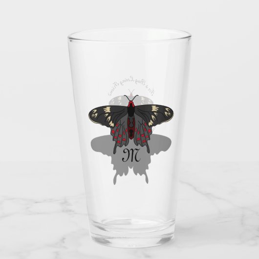 Crimson Rose Butterfly Shadow Monogram Glas (Rückseite)