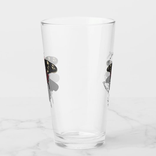 Crimson Rose Butterfly Shadow Monogram Glas (Rechts)