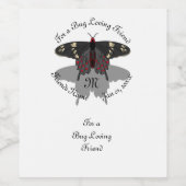 Crimson Rose Butterfly Shadow Monogram Weinetikett (Einzelnes Label)