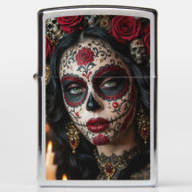 Crimson Rose Calavera – Eleganter Tag der Toten