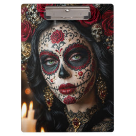 Crimson Rose Calavera – Eleganter Tag der Toten Klemmbrett