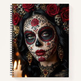 Crimson Rose Calavera – Eleganter Tag der Toten Notizblock
