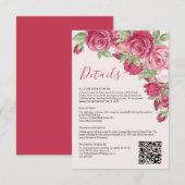 Crimson Rose Wedding Details Enclosure Card Einladung (Vorne/Hinten)