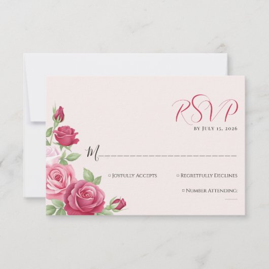 Crimson Rose Wedding RSVP Card Karte (Vorderseite)