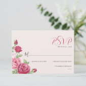 Crimson Rose Wedding RSVP Card Karte (Stehend Vorderseite)