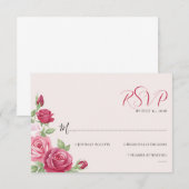 Crimson Rose Wedding RSVP Card Karte (Vorne/Hinten)