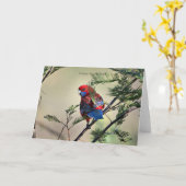 Crimson Rosella Parrot, Karte (Gelbe Blume)