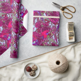Crimson Rosella und Wildblume Muster Geschenkpapier
