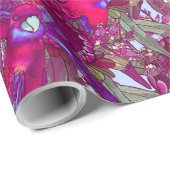 Crimson Rosella und Wildblume Muster Geschenkpapier (Rolleneckpunkt)