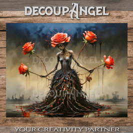 Crimson Roses Rising Decoupage Seidenpapier