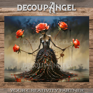 Crimson Roses Rising Decoupage Seidenpapier