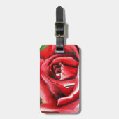 Crimson Rote Rose Originalkunstkunst Gepäckanhänger (Vorderseite vertikal)
