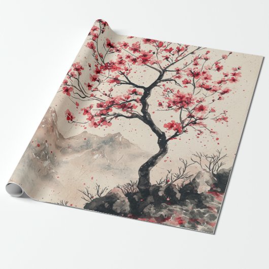 Crimson Sakura Berg Serenität (1) Geschenkpapier (Ungerollt)