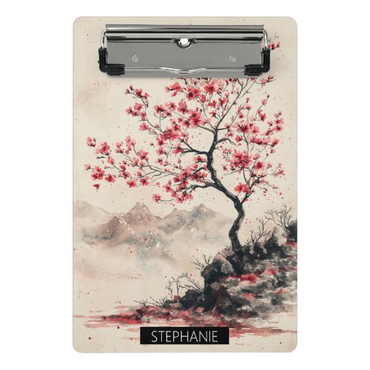 Crimson Sakura Mountain Serenity (1) Mini Klemmbrett (Vorderseite)
