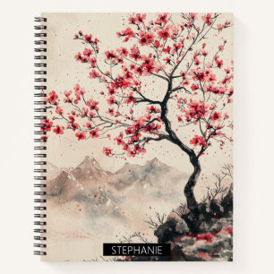 Crimson Sakura Mountain Serenity (1) Notizblock
