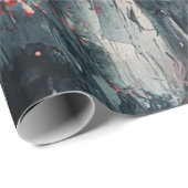 Crimson Sakura Pagode Aquarell Geschenkpapier (Rolleneckpunkt)