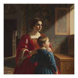 Crimson & Sapphire Whispers: Viktorianisch Mutter  Fotodruck