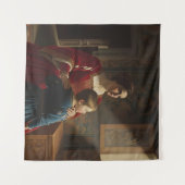 Crimson & Sapphire Whispers: Viktorianisch Mutter Wandteppich (Vorderseite (Horizontal))