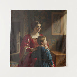 Crimson & Sapphire Whispers: Viktorianisch Mutter  Wandteppich