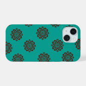 "Crimson Scrolls - Bold Elegance" iPhone 15 Hülle (Rückseite (Horizontal))