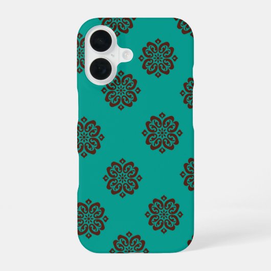 "Crimson Scrolls - Bold Elegance" iPhone 16 Hülle (Rückseite)