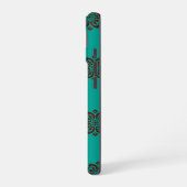 "Crimson Scrolls - Bold Elegance" iPhone 16 Hülle (Linke Seite)