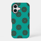 "Crimson Scrolls - Bold Elegance" iPhone 16 Hülle (Rückseite)