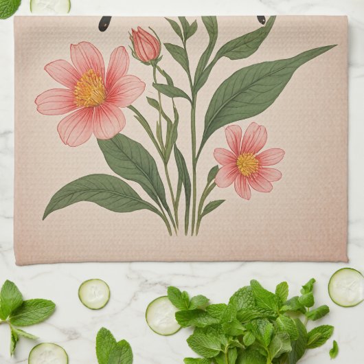 Crimson Serenade Personalisiert Geschirrtuch (Gefaltet)