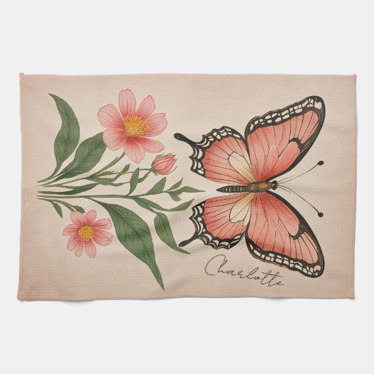 Crimson Serenade Personalisiert Geschirrtuch (Horizontal)