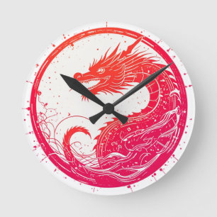 Crimson Serpent Emblem Runde Wanduhr