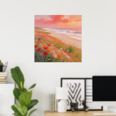 Crimson Shore - Pastel Painting Style Art Poster (Heimbüro)