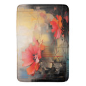 Crimson Silence – Abstract Poppies in Urban Light Badematte (Vorderseite Vertikal)