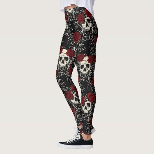 Crimson Skull Bloom Leggings (Links)
