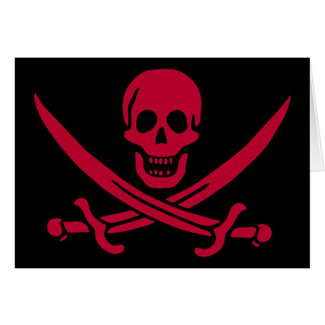 Crimson Skull & Schwerter Pirate Fahne von Calico  (Vorderseite (Horizontal))