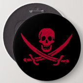 Crimson Skull & Schwerter Pirate Fahne von Calico  Button (Vorne & Hinten)