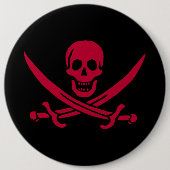 Crimson Skull & Schwerter Pirate Fahne von Calico Button (Vorderseite)