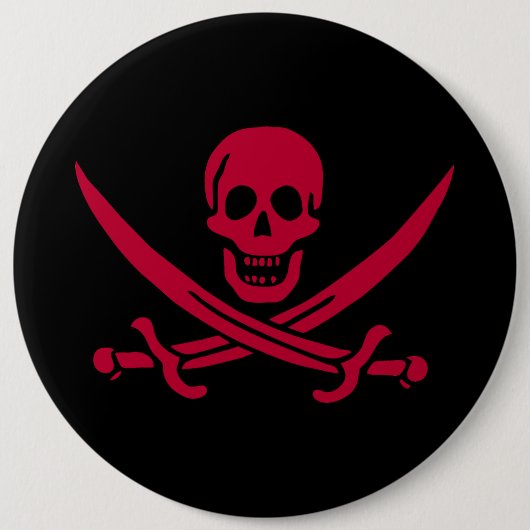 Crimson Skull & Schwerter Pirate Fahne von Calico  Button (Vorderseite)