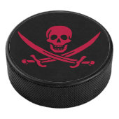 Crimson Skull & Schwerter Pirate Fahne von Calico Eishockey Puck (3/4)