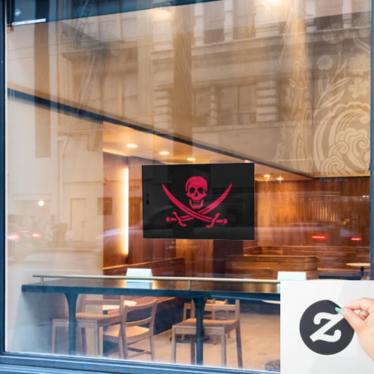 Crimson Skull & Schwerter Pirate Fahne von Calico Fensteraufkleber (Café-Fenster)