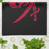 Crimson Skull & Schwerter Pirate Fahne von Calico Geschirrtuch (Gefaltet)