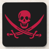 Crimson Skull & Schwerter Pirate Fahne von Calico Getränkeuntersetzer (Vorderseite)