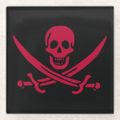 Crimson Skull & Schwerter Pirate Fahne von Calico Glasuntersetzer (Vorderseite)