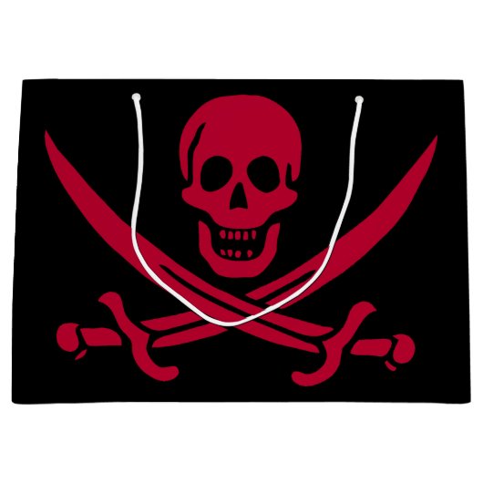 Crimson Skull & Schwerter Pirate Fahne von Calico Große Geschenktüte (Vorderseite)