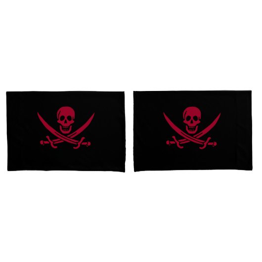 Crimson Skull & Schwerter Pirate Fahne von Calico  Kissenbezug (Vorderseite-Set)
