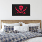 Crimson Skull & Schwerter Pirate Fahne von Calico Leinwanddruck (Insitu (Schlafzimmer))