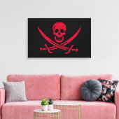 Crimson Skull & Schwerter Pirate Fahne von Calico Leinwanddruck (Insitu (Wohnzimmer))